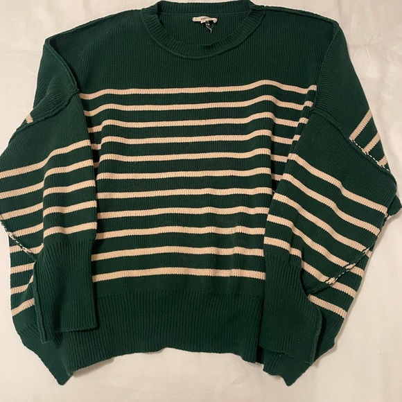 Green and cream striped sweater - Picture 2 of 4